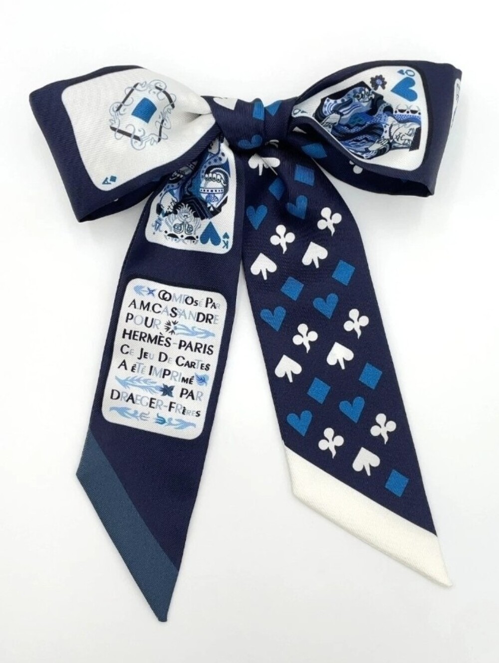Auth Hermes Jeu De Cartes Silk Twilly Bow